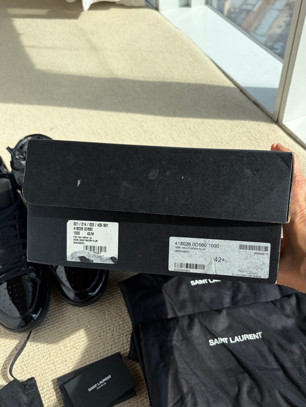 Saint Laurent SL/10H Black Patent Leather High-Top Sneakers (EU 42) - Picture 3 of 10